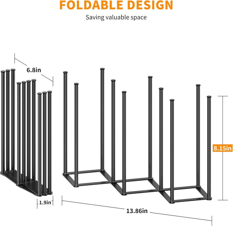 PLUVON Foldable Baby Bottle Drying Rack-10 Poles Water Bottle Organizer for Cups,Travel Mugs,Silicone Bags- Collapsible Stainless Steel Bottle Rack Dryer (Gray) - Image 2